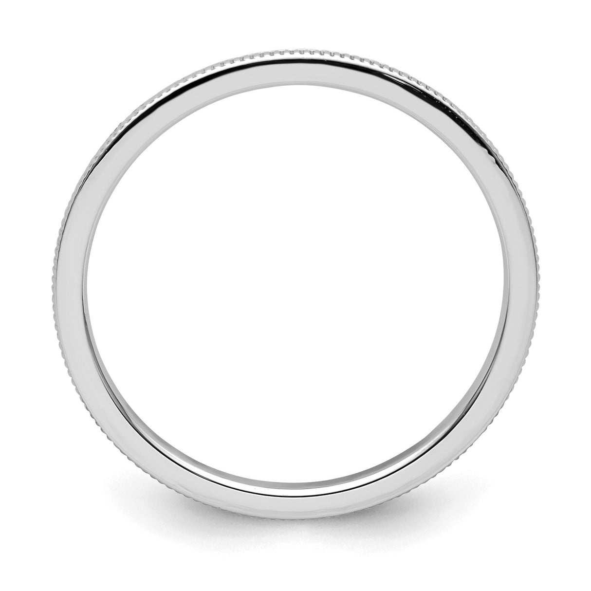 14k White Gold Milgrain wedding band ring alternate angle