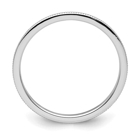 14k White Gold Milgrain wedding band ring alternate angle