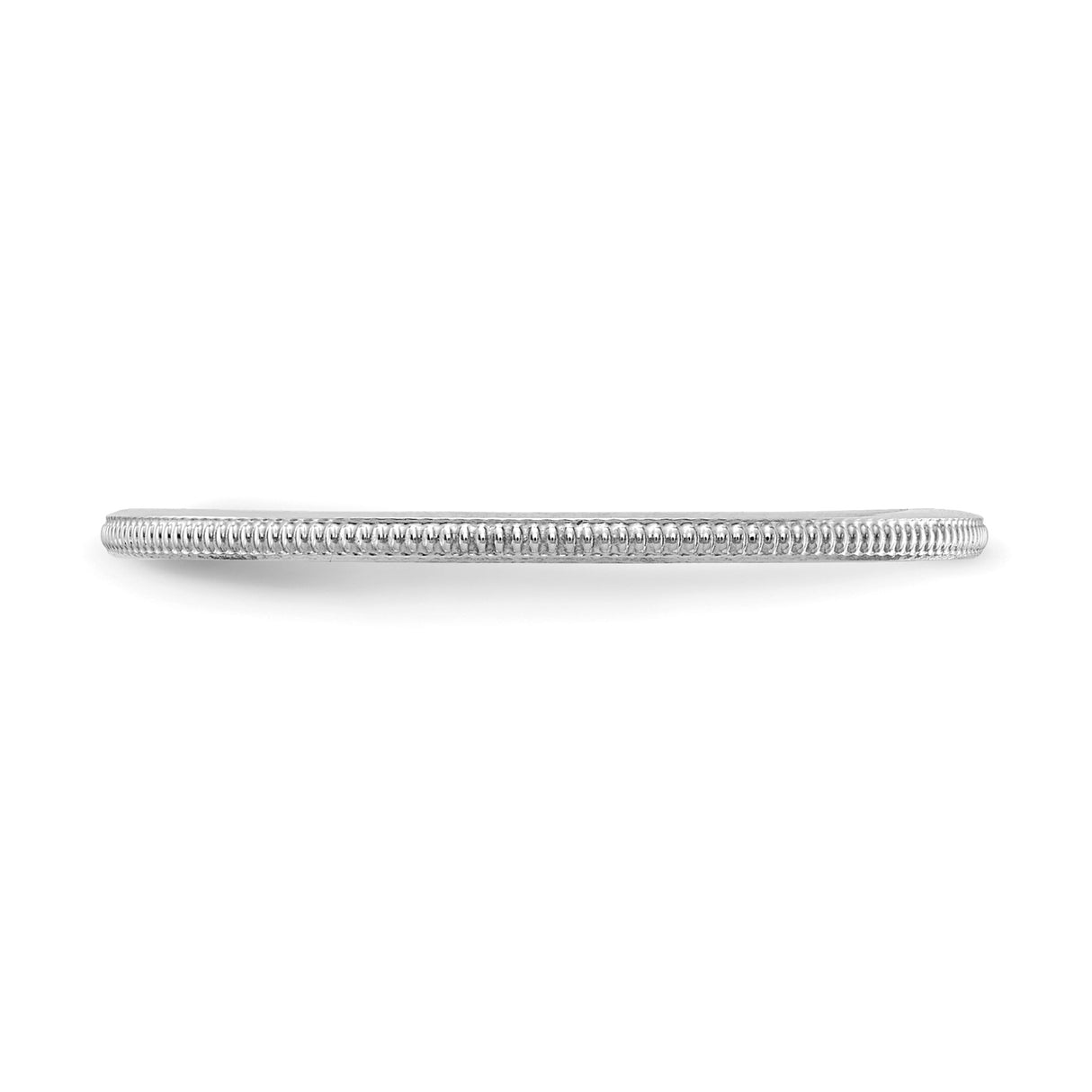 14k White Gold Milgrain wedding band ring detail view