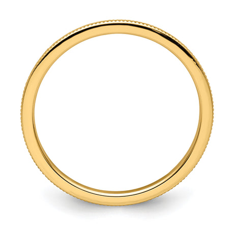 14k Yellow Gold Milgrain wedding band ring alternate angle