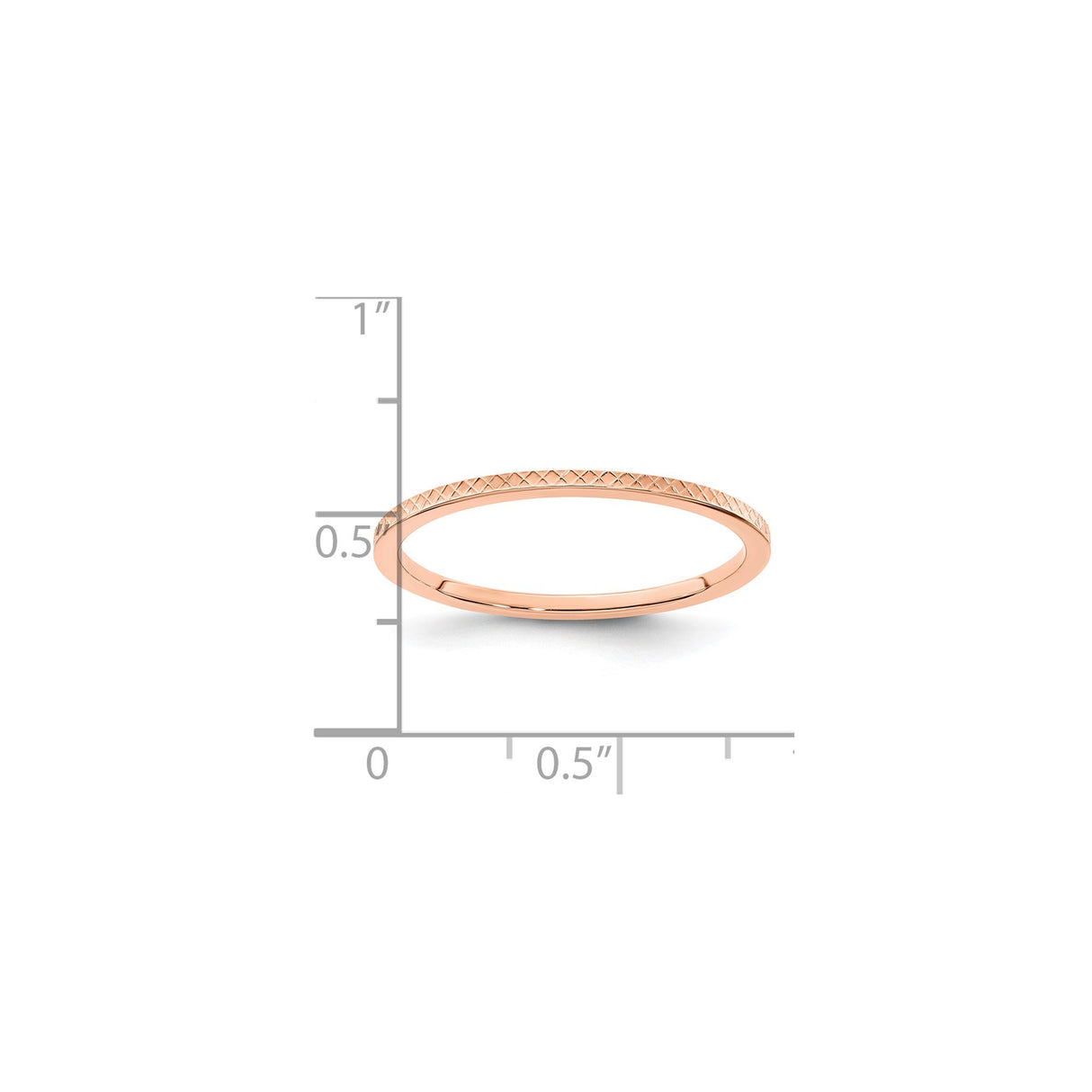 14k Rose Gold wedding band ring shown for scale