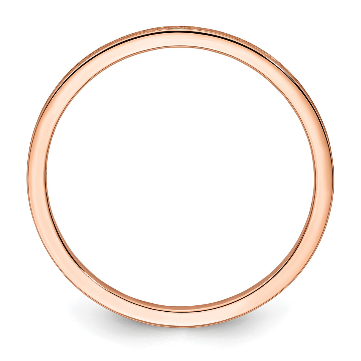 14k Rose Gold Satin, Flat wedding band ring alternate angle