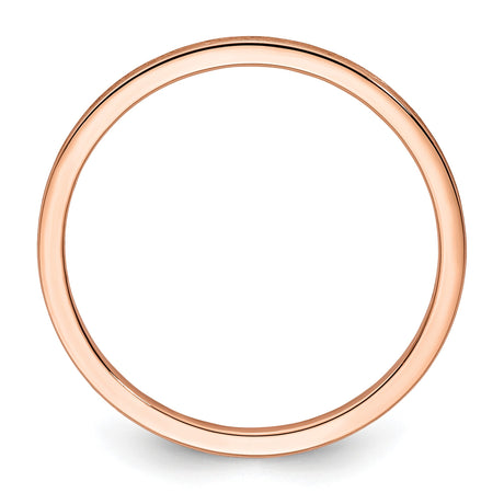 14k Rose Gold Satin, Flat wedding band ring alternate angle
