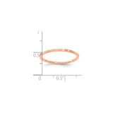 14k Rose Gold Satin, Flat wedding band ring shown for scale