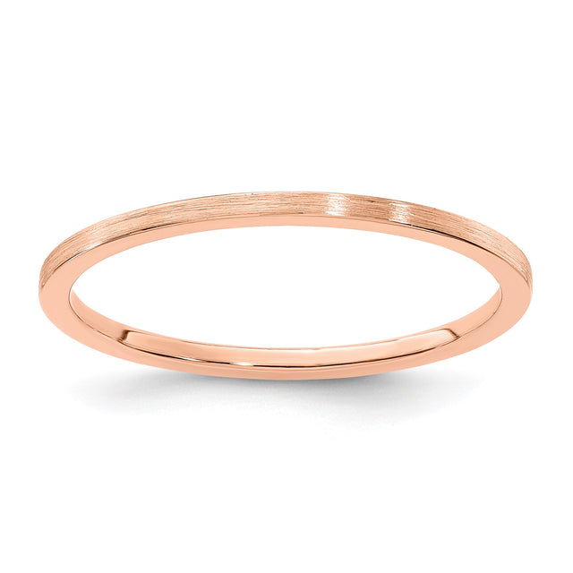14k Rose Gold Satin, Flat wedding band ring