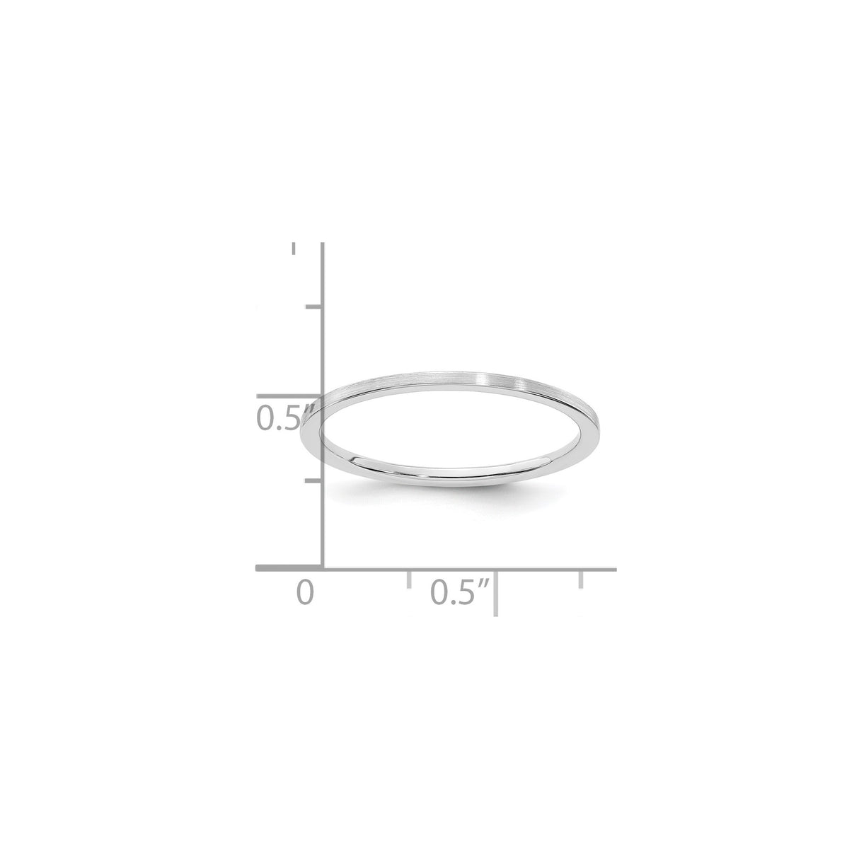 14k White Gold Satin, Flat wedding band ring shown for scale