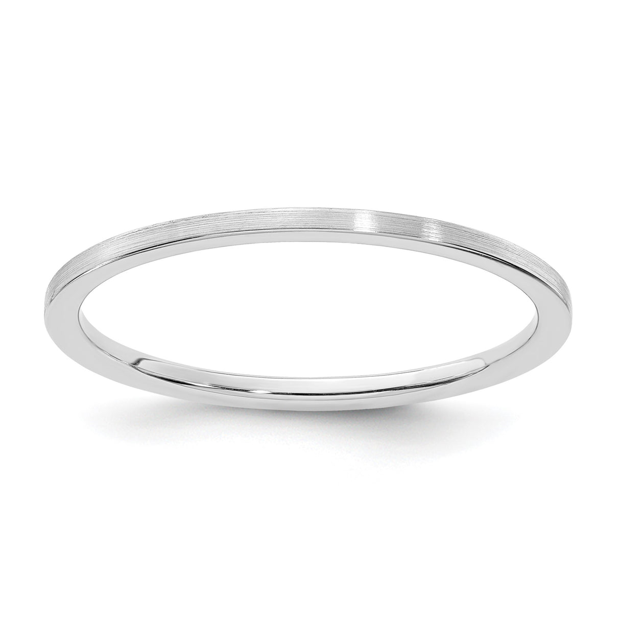 14k White Gold Satin, Flat wedding band ring