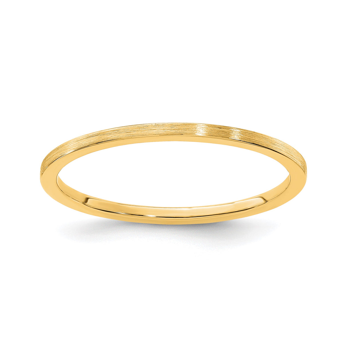 14k Yellow Gold Satin, Flat wedding band ring