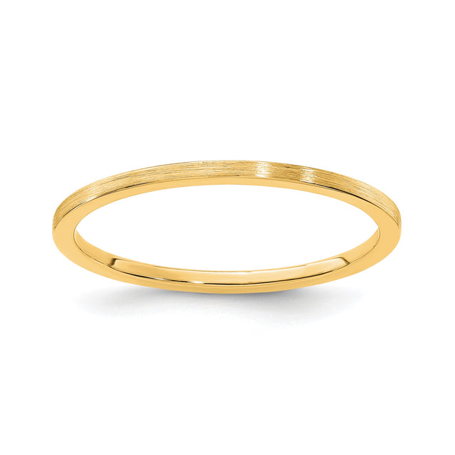 14k Yellow Gold Satin, Flat wedding band ring