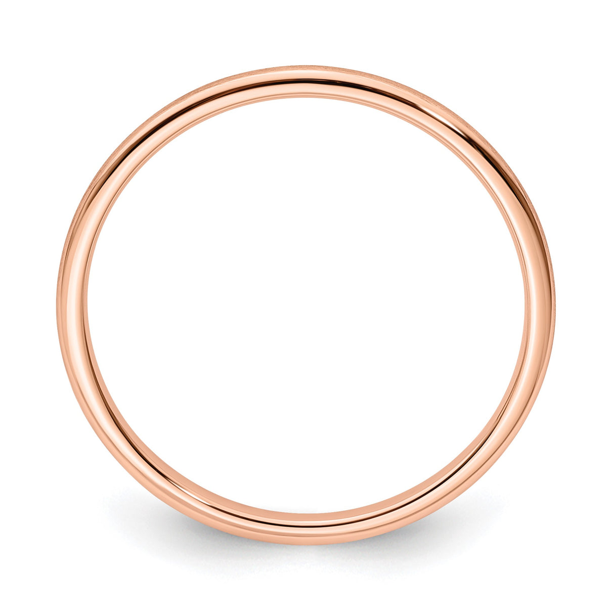 14k Rose Gold Satin, Domed wedding band ring alternate angle