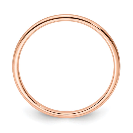 14k Rose Gold Satin, Domed wedding band ring alternate angle
