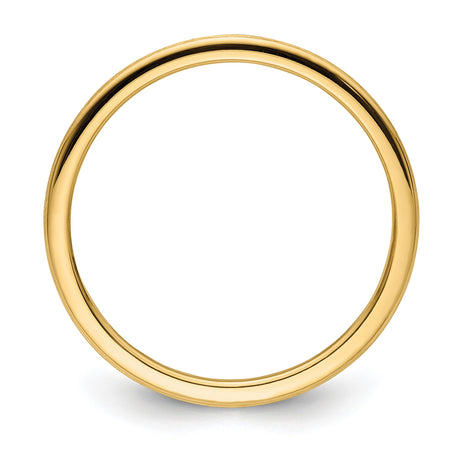 14k Yellow Gold Satin, Domed wedding band ring alternate angle