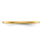 14k Yellow Gold Satin, Domed wedding band ring detail view