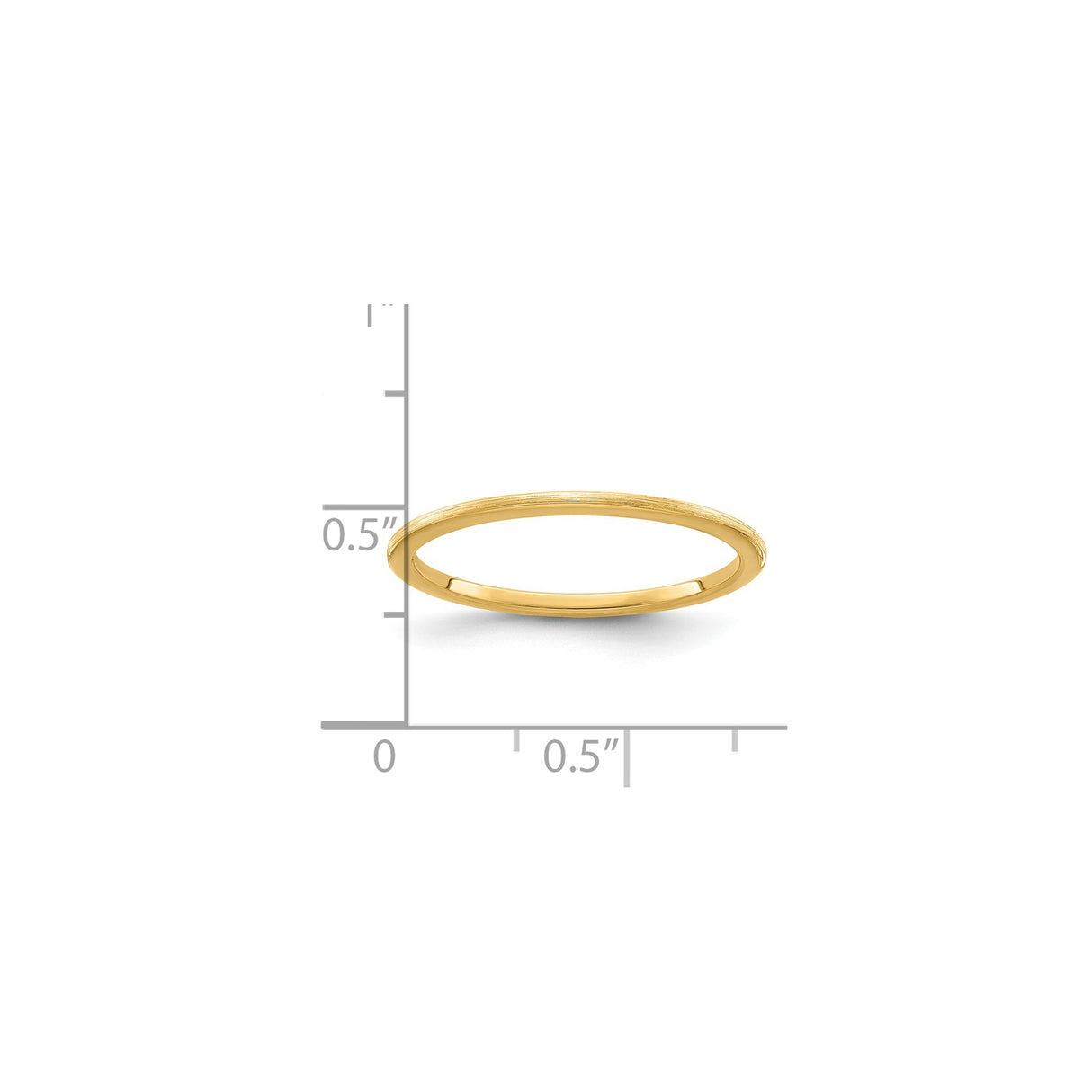 14k Yellow Gold Satin, Domed wedding band ring shown for scale