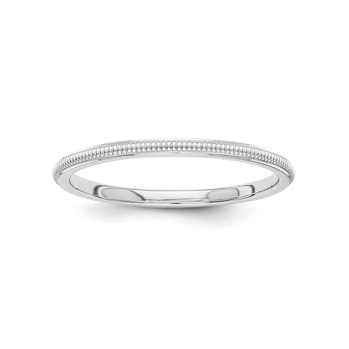 14k White Gold Milgrain wedding band ring
