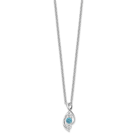 Survivor Collection Clear and Blue Topaz Legacy Necklace Charm Pendant in Real 925 Sterling Silver