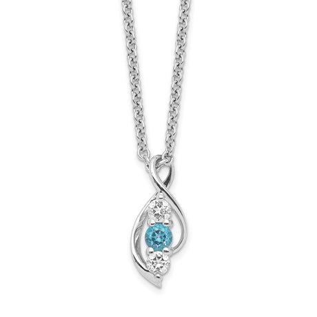 Survivor Collection Clear and Blue Topaz Legacy Necklace Charm Pendant in Real 925 Sterling Silver