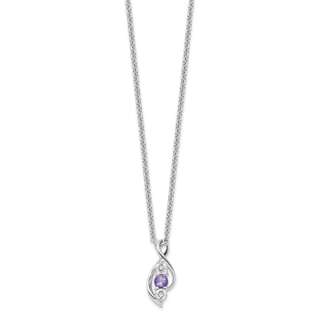Survivor Collection Clear and Purple Topaz Legacy Necklace Charm Pendant in Real 925 Sterling Silver