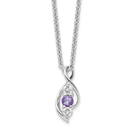 Survivor Collection Clear and Purple Topaz Legacy Necklace Charm Pendant in Real 925 Sterling Silver