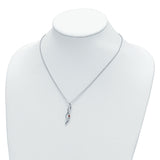 Survivor Collection 16 Inch White and Pink Topaz Drop of Faith Necklace with 2 Inch Extender Charm Pendant in Real 10k White Gold