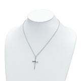 Sterling Silver Cross Pendant with Passion Topaz Purple and Cubic Zirconia in Minimalist Design
