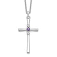 Sterling Silver Cross Pendant with Passion Topaz Purple and Cubic Zirconia in Minimalist Design