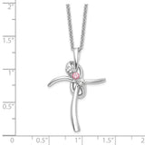 10k White Gold Cross Pendant with Baby Pink and White Passion Topaz, Modern Faith-Inspired Jewelry