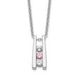 Survivor Collection 16 Inch White and Pink Topaz Grateful Necklace with 2 Inch Extender Charm Pendant in Real 10k White Gold