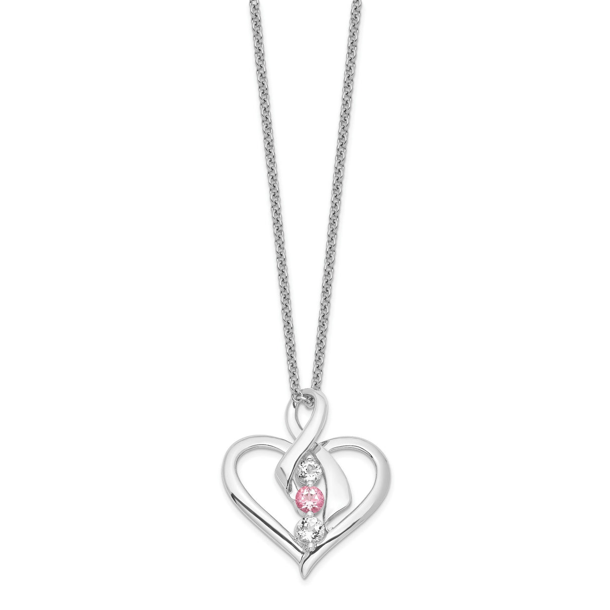 Survivor Collection Clear and Pink Topaz Heather Necklace Charm Pendant in Real 925 Sterling Silver