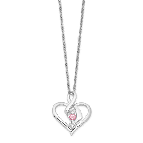 Survivor Collection Clear and Pink Topaz Heather Necklace Charm Pendant in Real 925 Sterling Silver