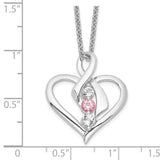 Survivor Collection Clear and Pink Topaz Heather Necklace Charm Pendant in Real 925 Sterling Silver