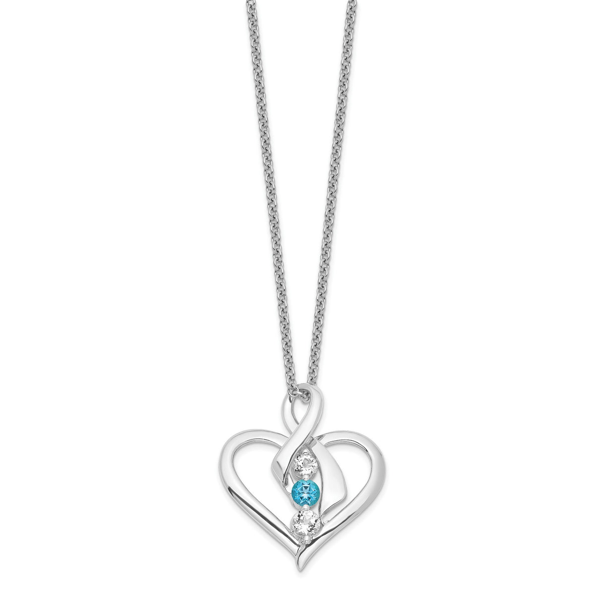 Survivor Collection Clear and Blue Topaz Heather Necklace Charm Pendant in Real 925 Sterling Silver