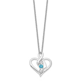 Survivor Collection Clear and Blue Topaz Heather Necklace Charm Pendant in Real 925 Sterling Silver