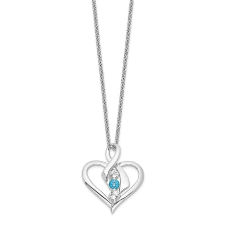 Survivor Collection Clear and Blue Topaz Heather Necklace Charm Pendant in Real 925 Sterling Silver
