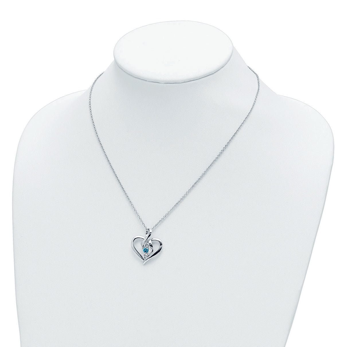 Survivor Collection Clear and Blue Topaz Heather Necklace Charm Pendant in Real 925 Sterling Silver