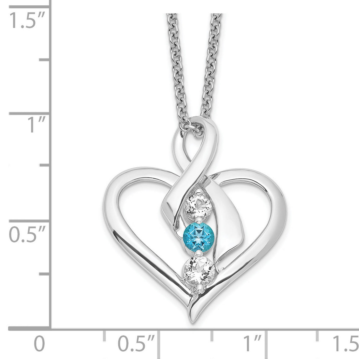 Survivor Collection Clear and Blue Topaz Heather Necklace Charm Pendant in Real 925 Sterling Silver