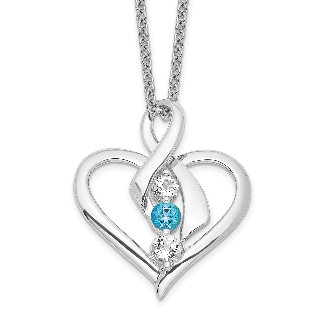 Survivor Collection Clear and Blue Topaz Heather Necklace Charm Pendant in Real 925 Sterling Silver