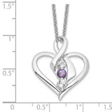 Survivor Collection Clear Purple Topaz Heather Necklace Charm Pendant in Real 10k White Gold