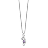 Survivor Collection Clear and Purple Topaz Jen with ext Necklace Charm Pendant in Real 925 Sterling Silver
