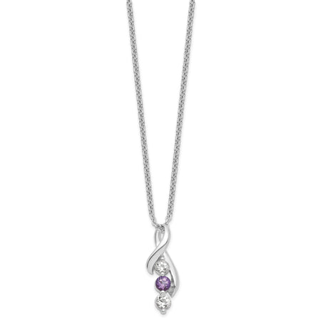 Survivor Collection Clear and Purple Topaz Jen with ext Necklace Charm Pendant in Real 925 Sterling Silver