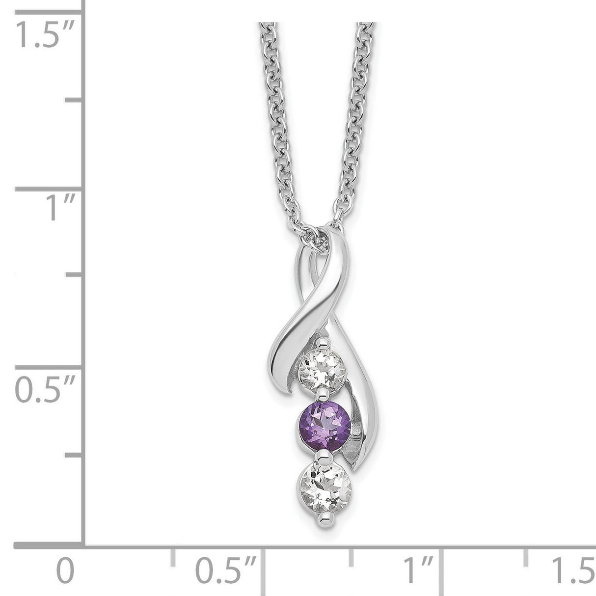 Survivor Collection Clear and Purple Topaz Jen with ext Necklace Charm Pendant in Real 925 Sterling Silver