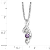 Survivor Collection Clear and Purple Topaz Jen with ext Necklace Charm Pendant in Real 925 Sterling Silver