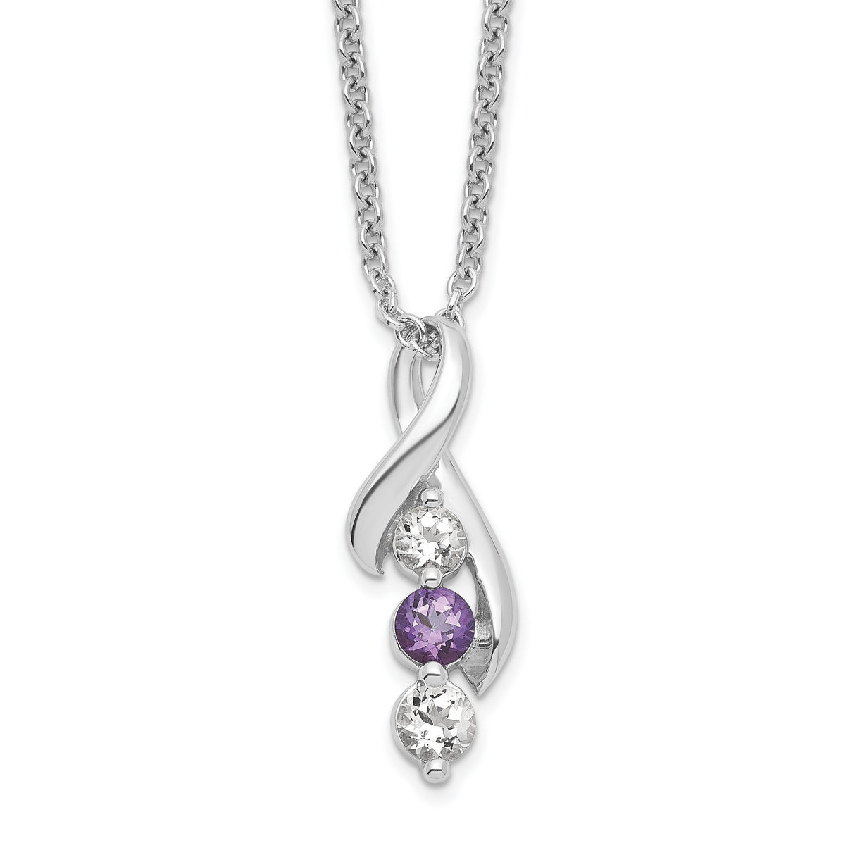 Survivor Collection Clear and Purple Topaz Jen with ext Necklace Charm Pendant in Real 925 Sterling Silver
