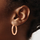 14k Rose Gold Hoop Earrings, Classic Round Polished Hoops with Hinged Snap Closure