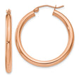 14k Rose Gold Hoop Earrings, Classic Smooth Round Lightweight Design for Women