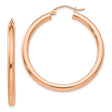 14k Rose Gold Hoop Earrings, Medium Polished Lightweight Everyday Style for Women