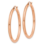 14k Rose Gold Hoop Earrings, Polished Finish with Hinged Clasp, Lightweight Modern Everyday Style