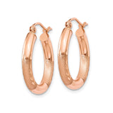14k Rose Gold Hoop Earrings with Textured Satin Finish and Leaf Accents