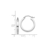 14k White Gold Hoop Earrings, Smooth Round Polished Hoops with Hinged Closure for Women