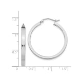 14k White Gold Hoop Earrings, Classic Round Polished Design with Latch Back Closure
